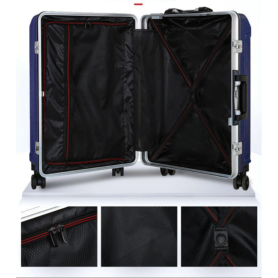 Trolley rigido alluminio 20-26″ cabina/da viaggio con serratura TSA + porte USB – valigia leggera e professionale