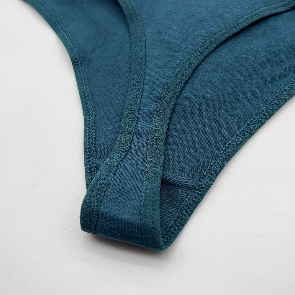 Set 5 pezzi perizomi donna in cotone – G-string low-waist comfort quotidiano, lingerie solid color