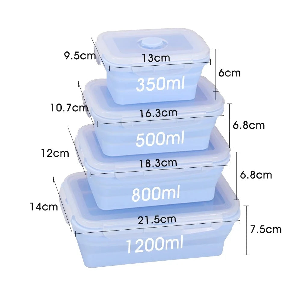 Contenitori Alimentari Pieghevoli 4 Pezzi – Set Salvaspazio in Silicone