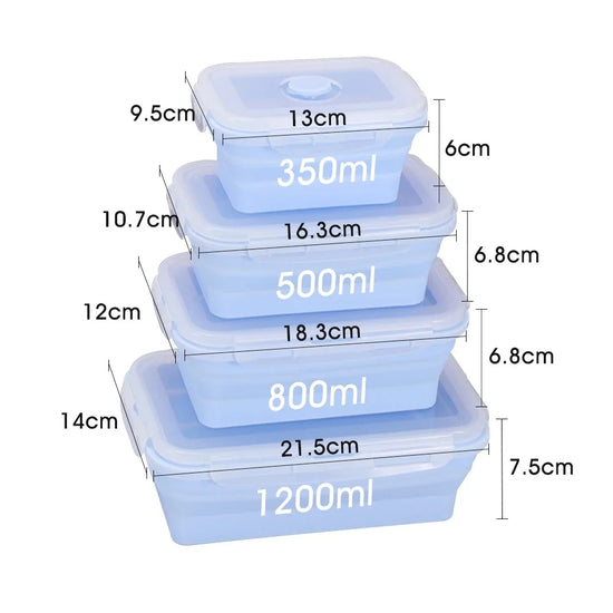 Contenitori Alimentari Pieghevoli 4 Pezzi – Set Salvaspazio in Silicone