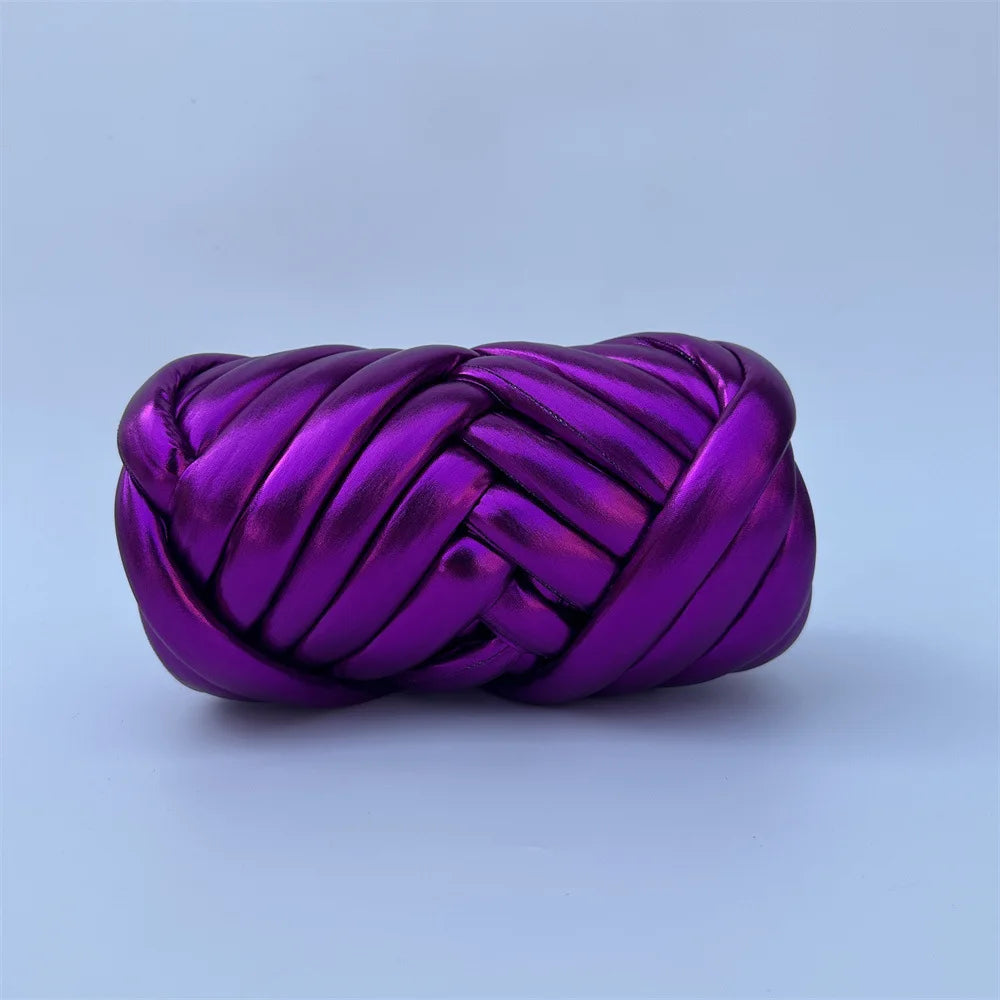 Filato mesh / ecopelle marshmallow per borse e uncinetto – opaco/lucido + pelle intrecciata artigianale