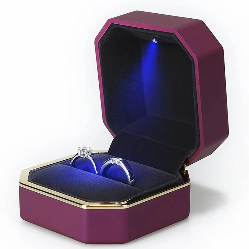 Scatola Portagioie LED in Velluto – Elegante Espositore per Anello o Collana per Proposta e Fidanzamento