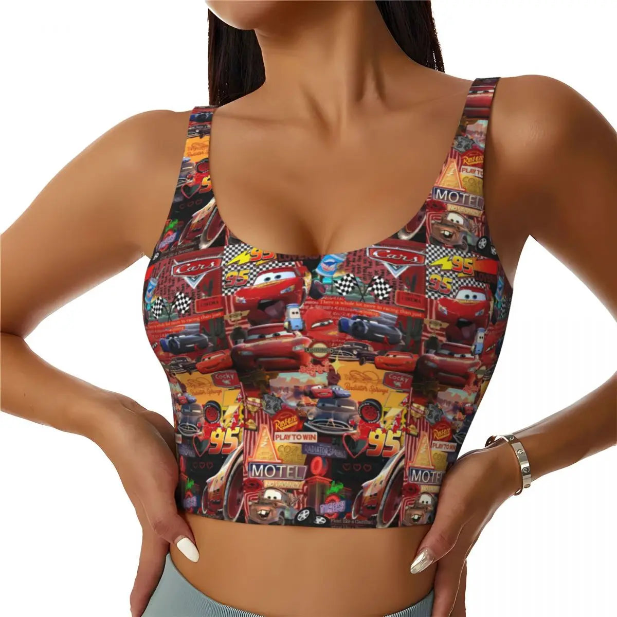 Maglia cars SaettaMcQueen Donna | Cartoon Fitness Crop Top Cars