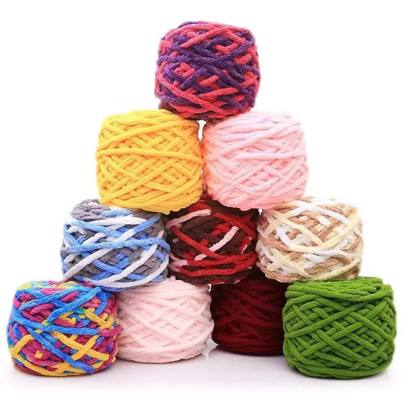 Set 4 pezzi filato chenille cotone 400 g – morbido “ice strip” per coperte, sciarpe e lavori fai-da-te