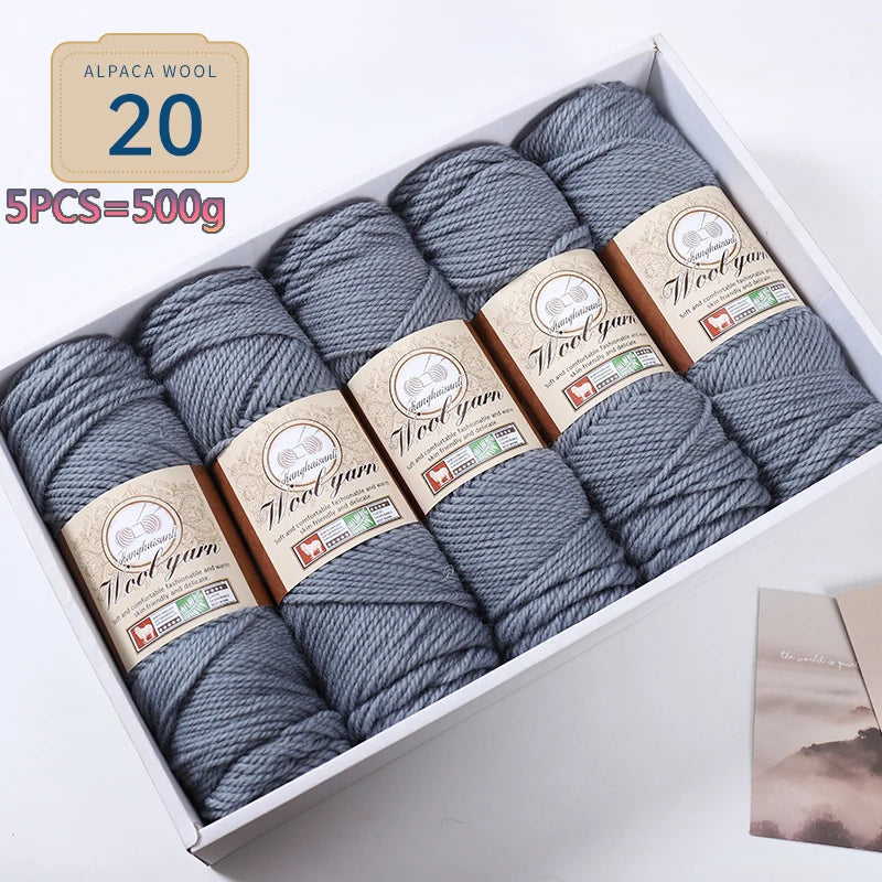 Set 5 gomitoli filato spesso alpaca 500 g – yarn grosso per maglioni, cappotti e crafting inverno