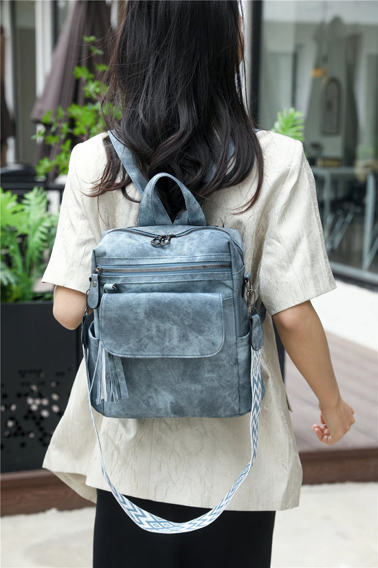 Zaino donna grande capacità in pelle simil-cuoio – daypack fashion da viaggio e scuola, backpack solid colour per ragazze