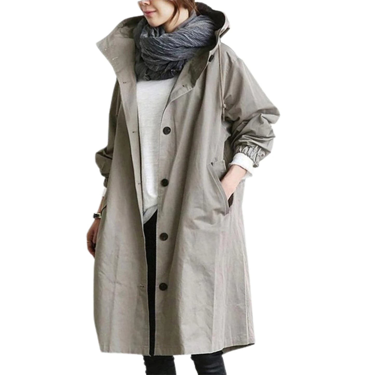 Giacca windbreaker donna con cappuccio, tasche e chiusura a bottoni – antivento, impermeabile, quick-dry, perfetta per escursioni e outdoor