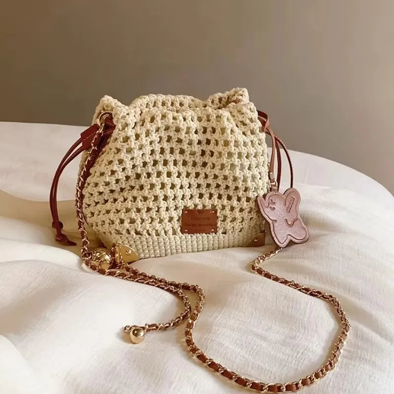 Borsa in Paglia Beige Donna a Tracolla – Estivo Casual Chic