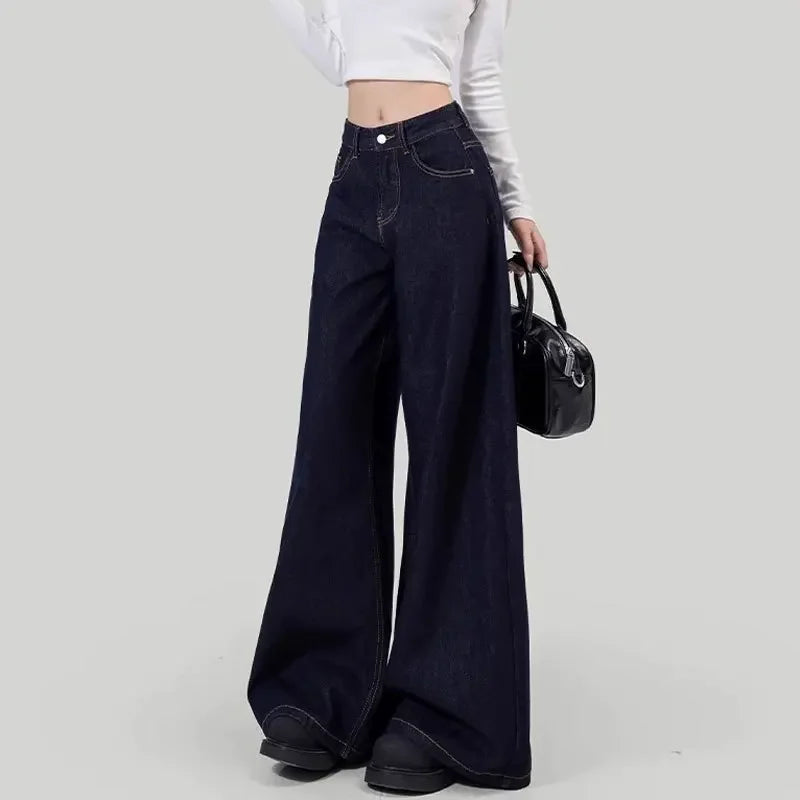 Jeans donna vita alta loose fit – Gamba dritta / wide-leg elegante per l’autunno / inverno