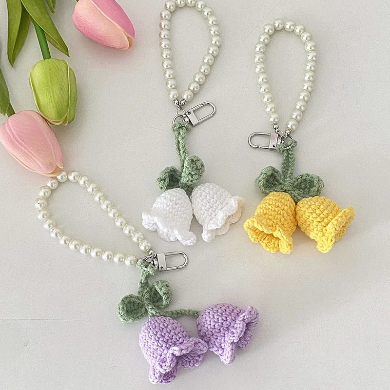 Portachiavi artigianale a fiore all’uncinetto – handmade keychain crochet floral charm