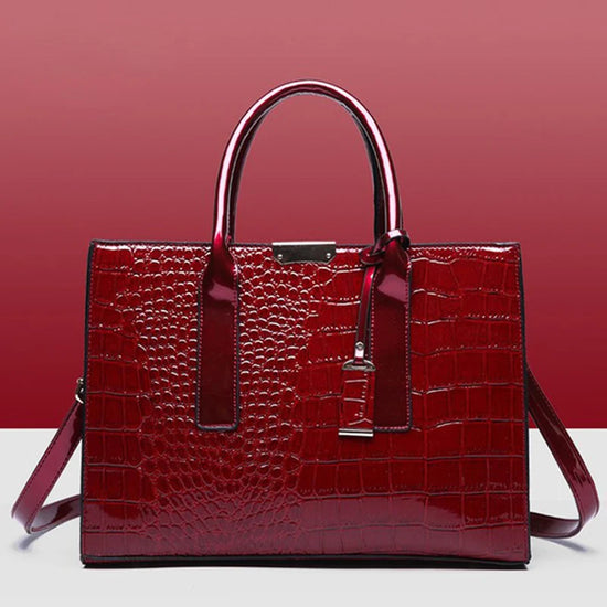 Borsa donna effetto coccodrillo con zip e tracolla - foto 14 della galleria