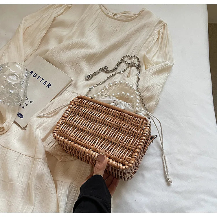 Borsa in Paglia con Perle Donna – Stile Boho Chic Estivo