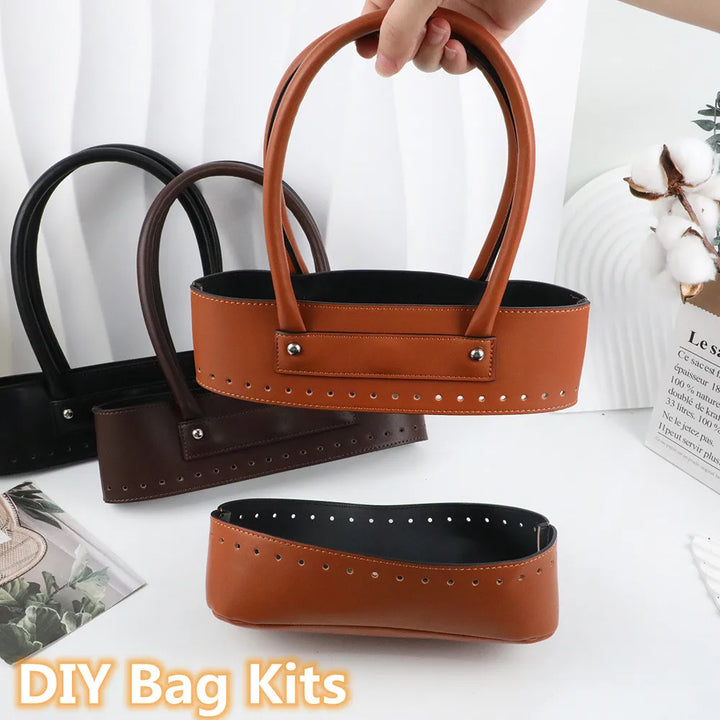 Kit Accessori per Borse Fai-da-Te – Set Manici & Fondo in Ecopelle per Borsa a Spalla