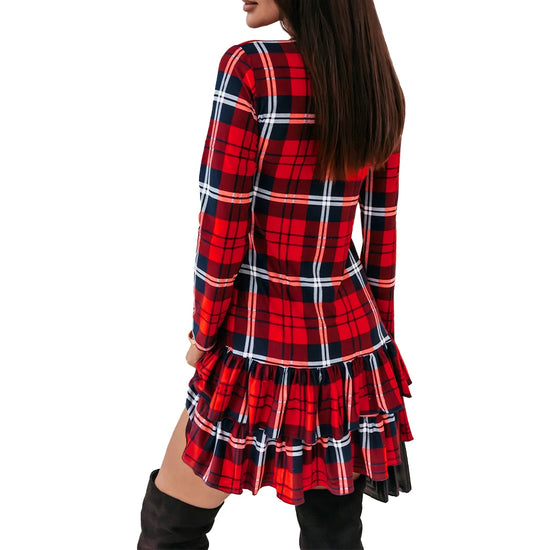 Abito rosso natalizio donna 2025 – maniche lunghe, bodycon, vita slim, stile elegante per feste invernali