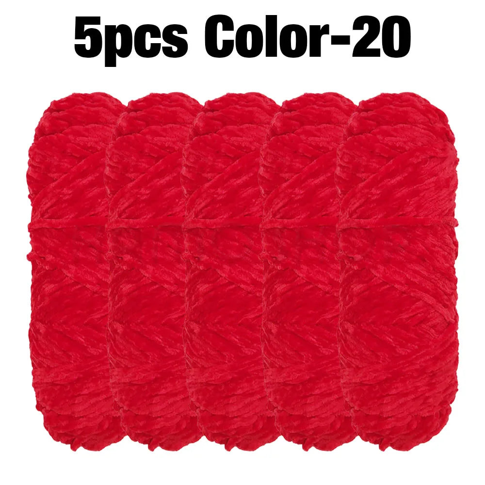 Set 5 rotoli filato ciniglia velluto 100 g – filo morbido e caldo per coperta, maglione, cuscini, DIY