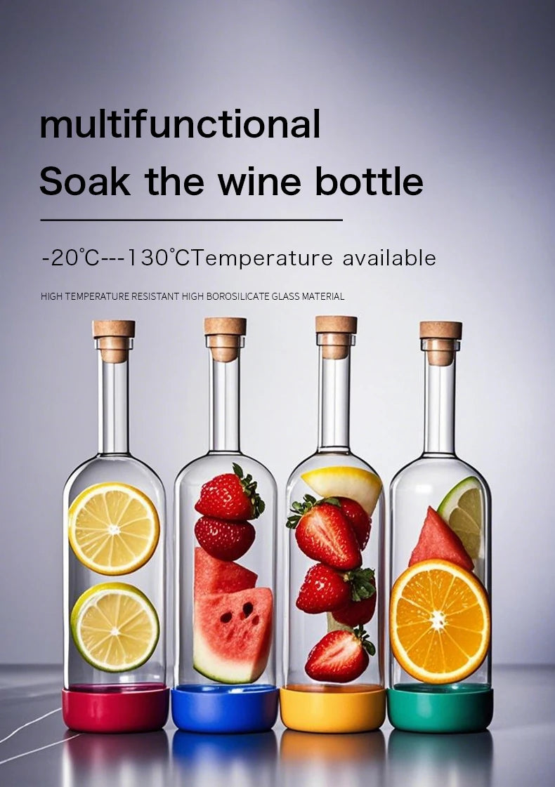 Bottiglia per Licuori in Vetro 800 ml con Scala Graduata per Cocktail e Cucina