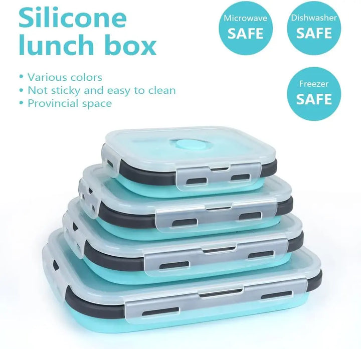 Contenitori Alimentari Pieghevoli 4 Pezzi – Set Salvaspazio in Silicone