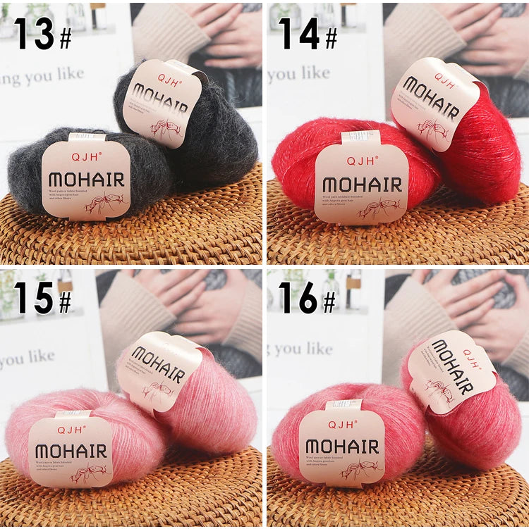 Set 6 gomitoli filato mohair morbido – lana angora effetto fluffy per maglioni, sciarpe, shawl fai-da-te