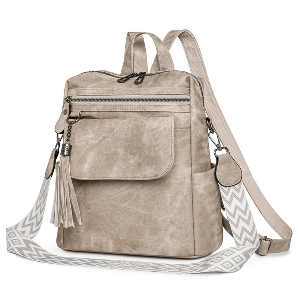 Zaino donna grande capacità in pelle simil-cuoio – daypack fashion da viaggio e scuola, backpack solid colour per ragazze