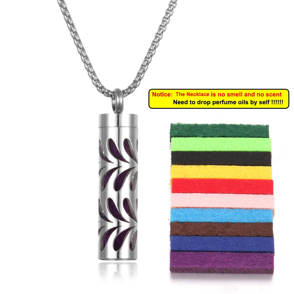 Collana diffusore profumo in acciaio – Aromaterapia wearable argento con spugnetta interna