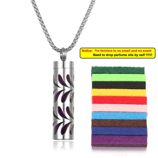 Collana diffusore profumo in acciaio – Aromaterapia wearable argento con spugnetta interna
