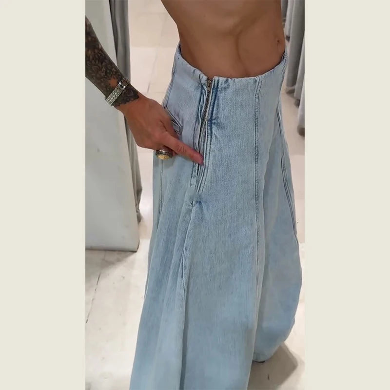 Jeans patchwork vita bassa donna – pantaloni larghi Y2K stile street fashion 2025