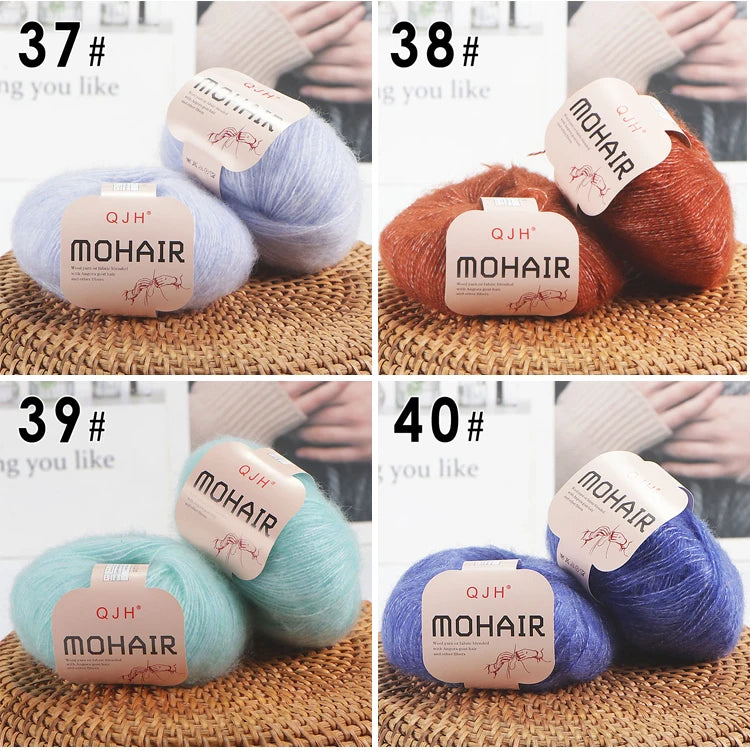 Set 6 gomitoli filato mohair morbido – lana angora effetto fluffy per maglioni, sciarpe, shawl fai-da-te