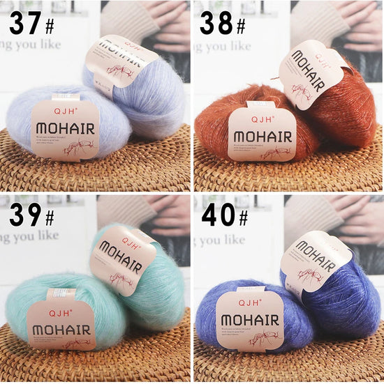 Set 6 gomitoli filato mohair morbido – lana angora effetto fluffy per maglioni, sciarpe, shawl fai-da-te