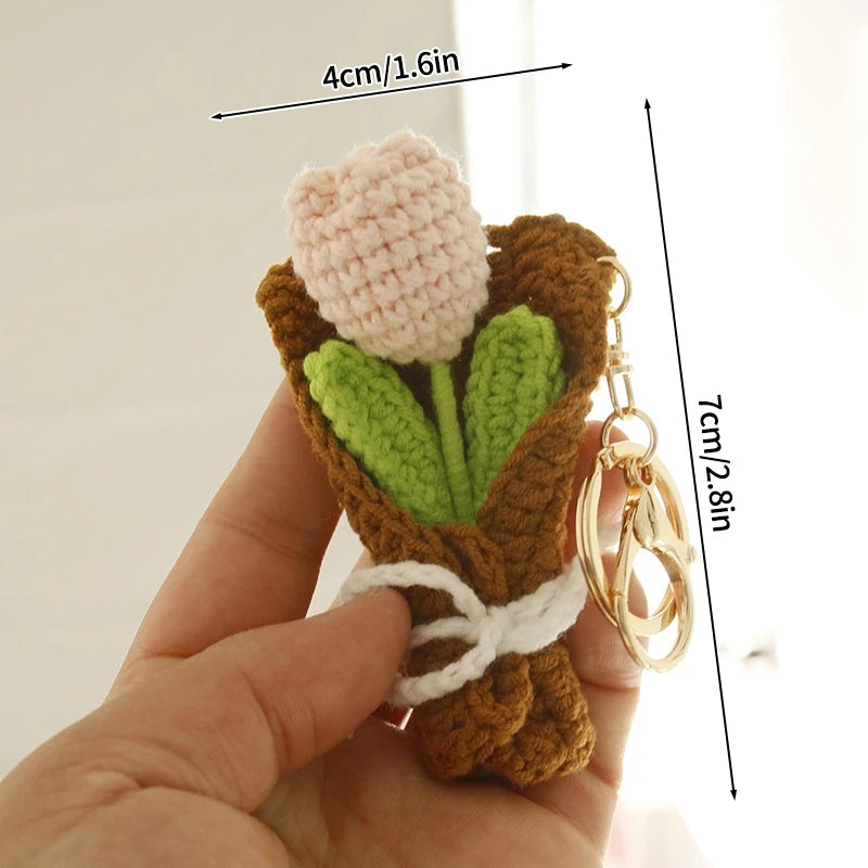 Portachiavi fiore all’uncinetto artigianale – charm amigurumi handmade per borse e chiavi