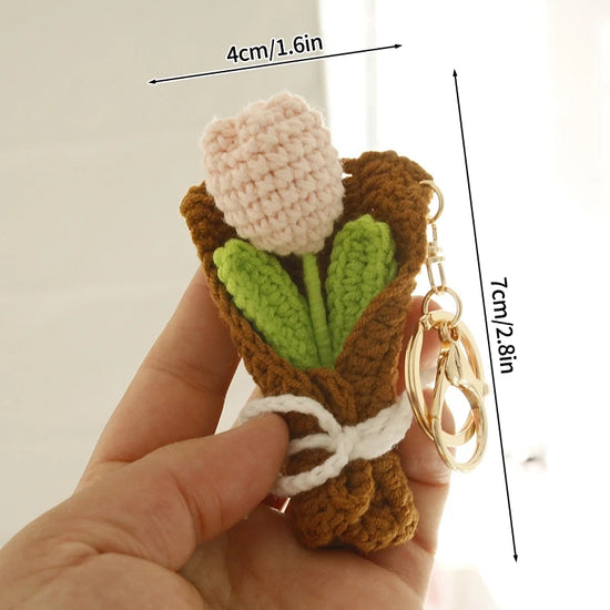 Portachiavi fiore all’uncinetto artigianale – charm amigurumi handmade per borse e chiavi