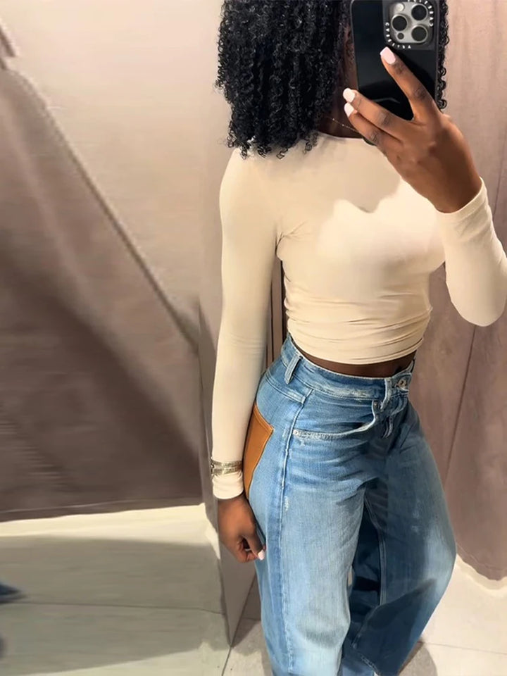 jeans donna gradient con strappi casual streetwear