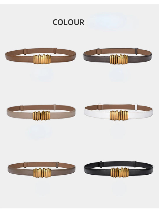 Cintura donna ecopelle vera 2025 – skinny knot belt in cowhide con fibbia gold, cintura regalo moda