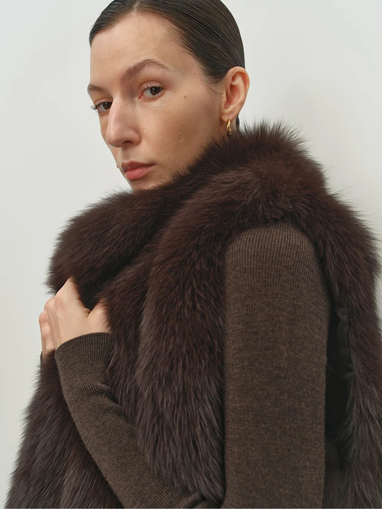 Gilet donna in pelliccia sintetica con collo alto