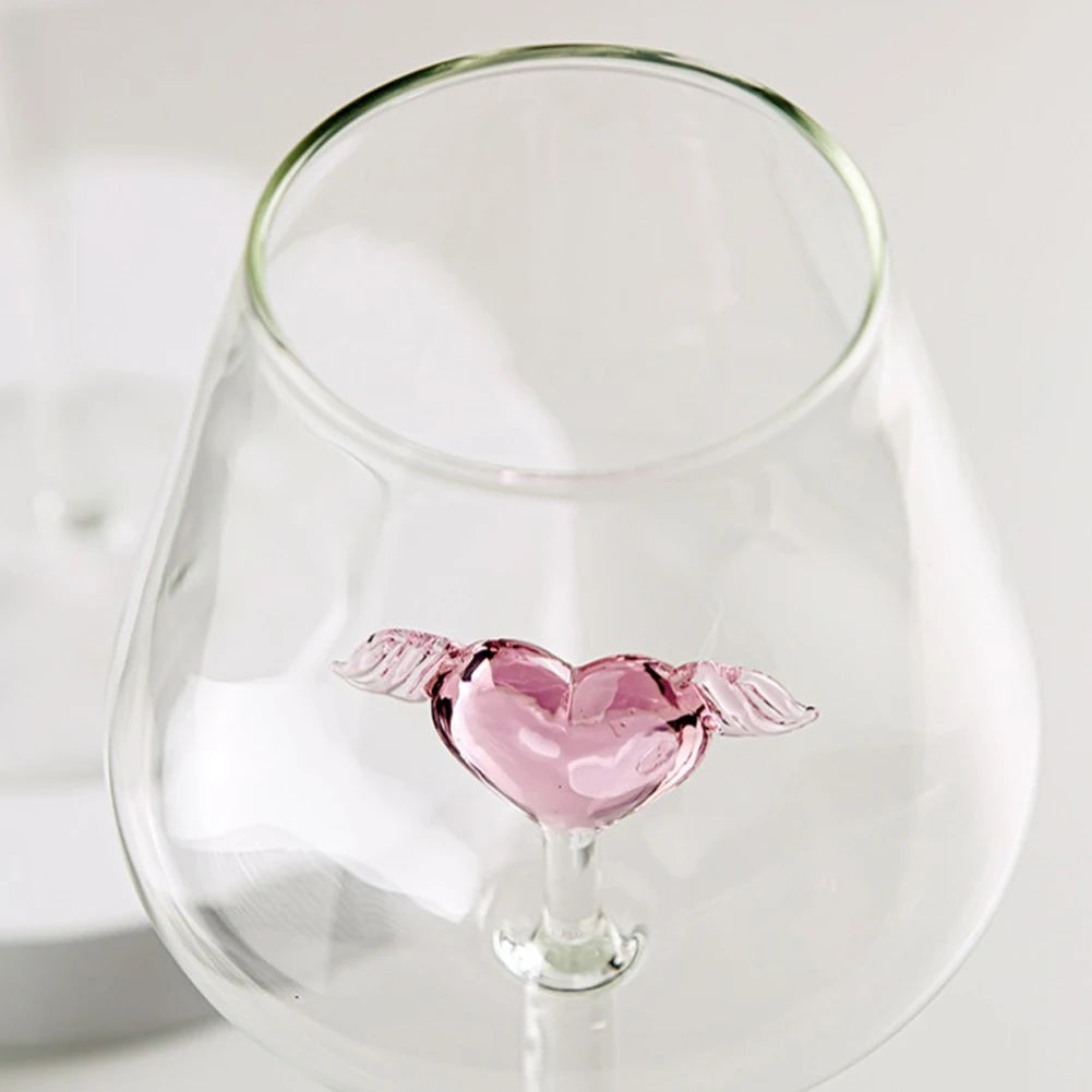 Set Bicchieri da Vino Rosso con Cuori Rosa – Calici Romantici per San Valentino