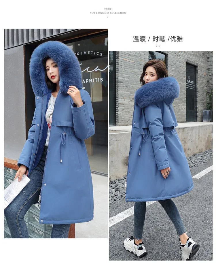 Parka invernale donna – Cappotto lungo imbottito con fodera in lana, cappuccio e colletto in pelliccia, giacca calda da neve