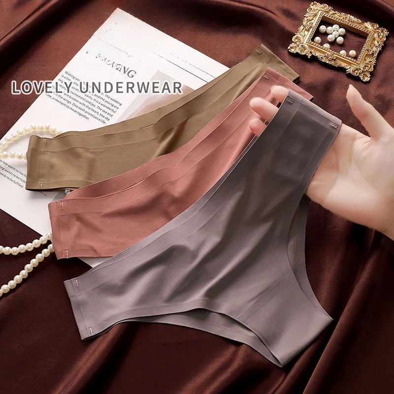 Set 4 pezzi mutandine donna seamless in ice silk – vita bassa G-string ultra sottile comfort quotidiano