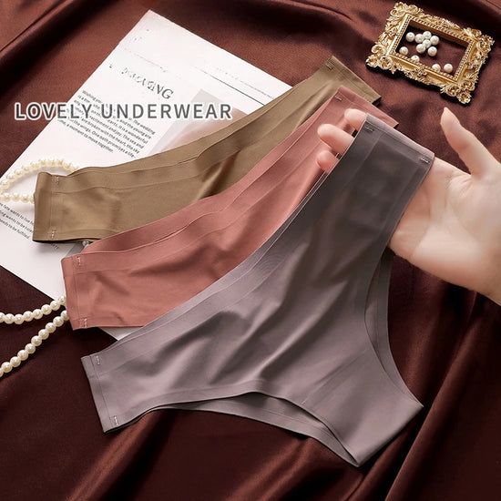 Set 4 pezzi mutandine donna seamless in ice silk – vita bassa G-string ultra sottile comfort quotidiano