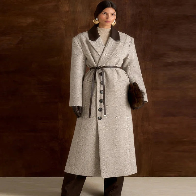 Cappotto Lungo Donna a Pois con Cintura - immagine 8
