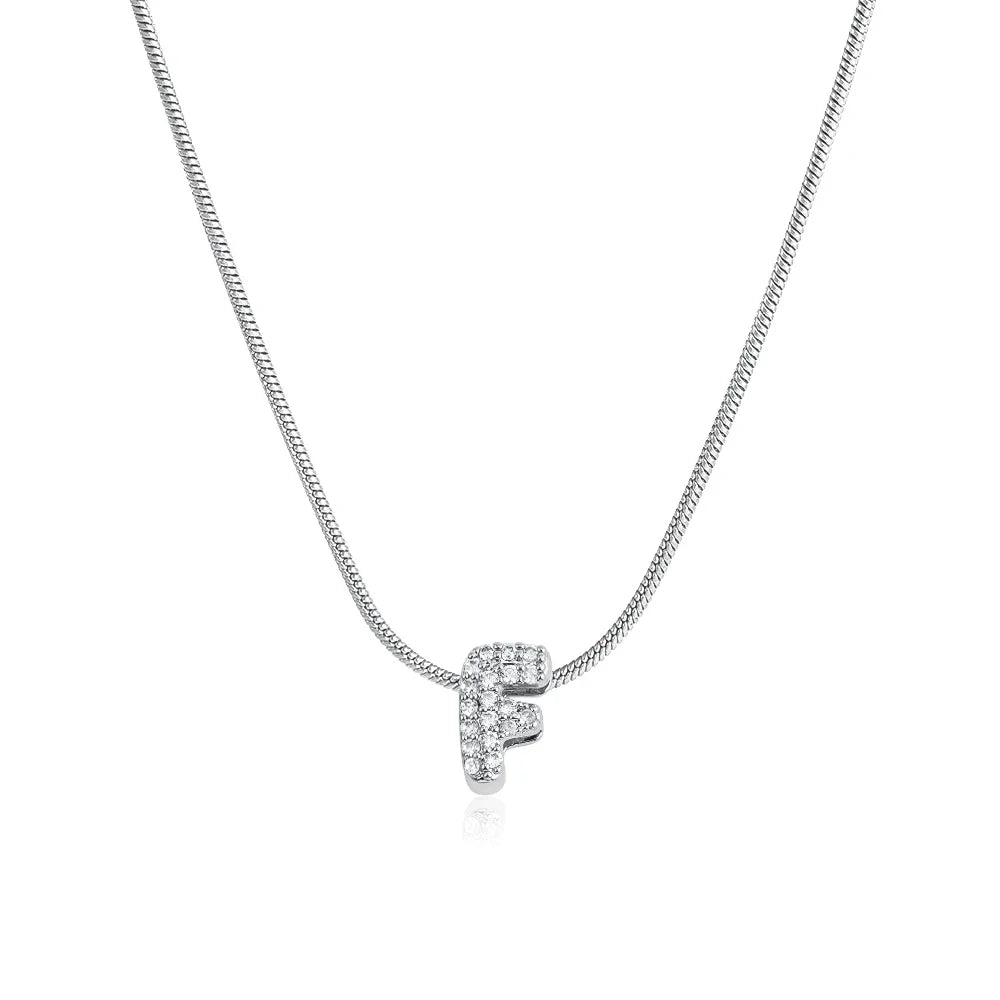 Collana iniziale personalizzabile A–Z con pavé di zirconi – acciaio, elegante