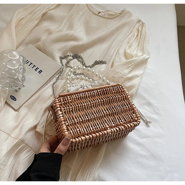 Borsa in Paglia con Perle Donna – Stile Boho Chic Estivo