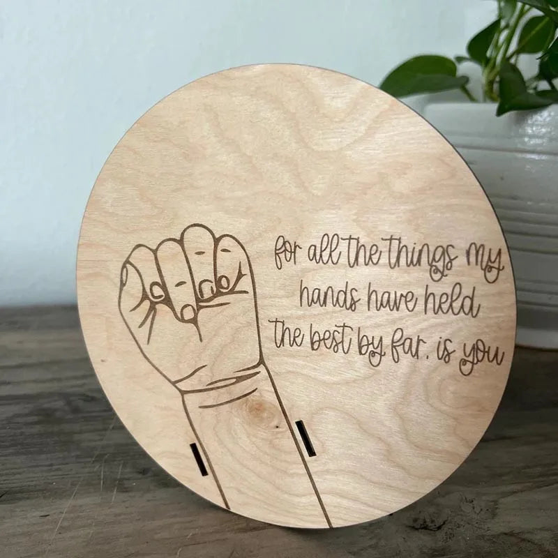 Porta Braccialetto Nascita Neonato – Targhetta Hello World in Legno