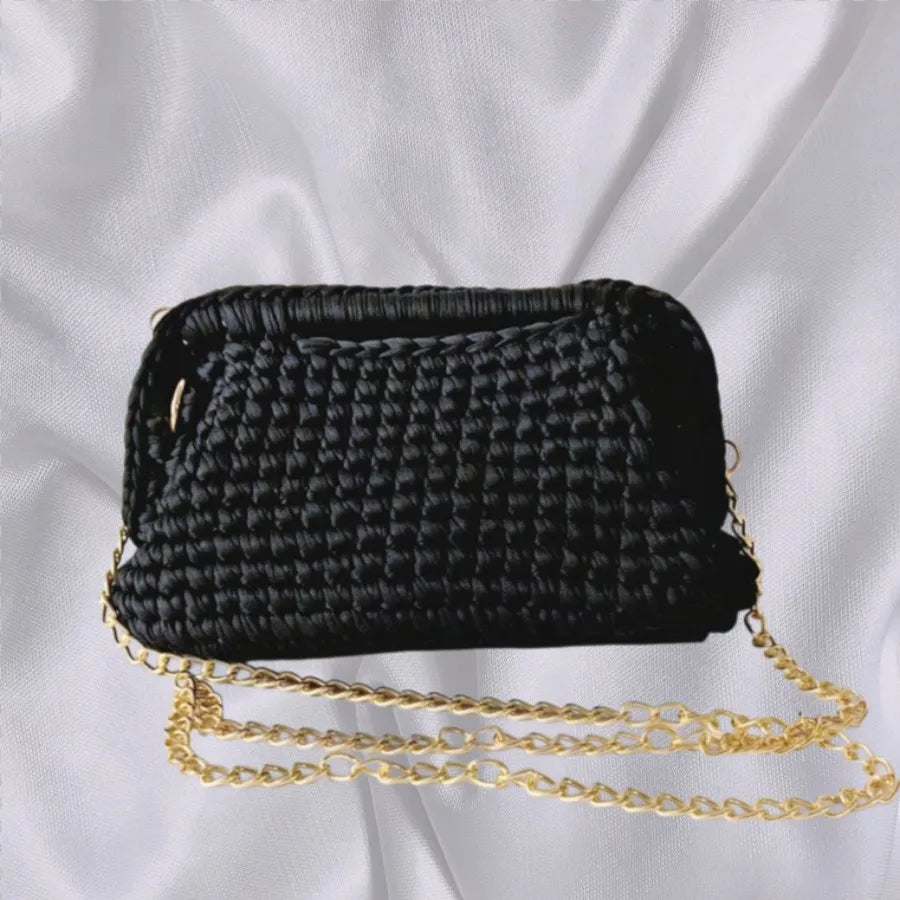 Borsa Clutch Donna Intrecciata a Spalla in Stile Crochet – Bag Elegante Fatta a Mano