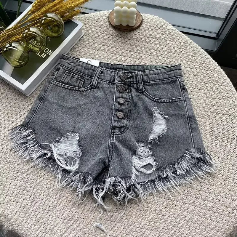 Shorts in denim donna vita alta – modello gamba larga snellente, perfetti per l’estate