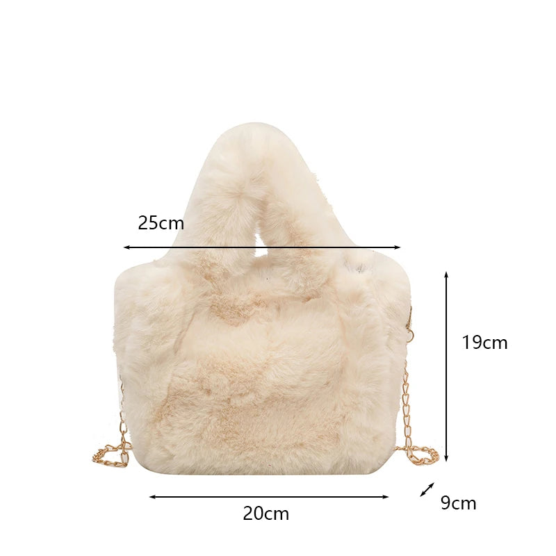 Shopper Tote Donna in Ecopelliccia Invernale – Borsa Furry Fluffy a Tracolla o Spalla