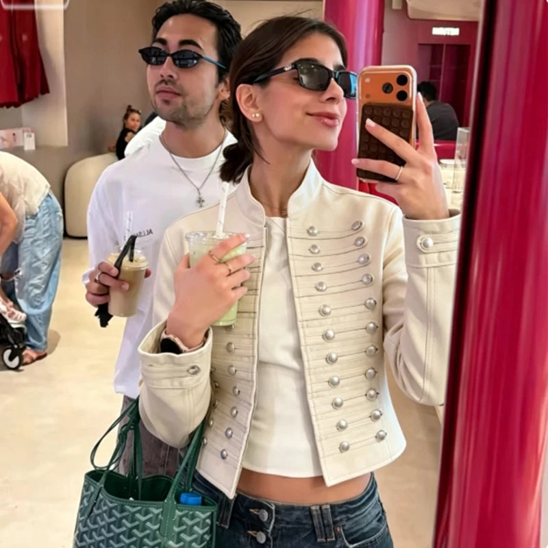 Giacca Cropped Donna con Bottoni e Fit Slim - immagine 5