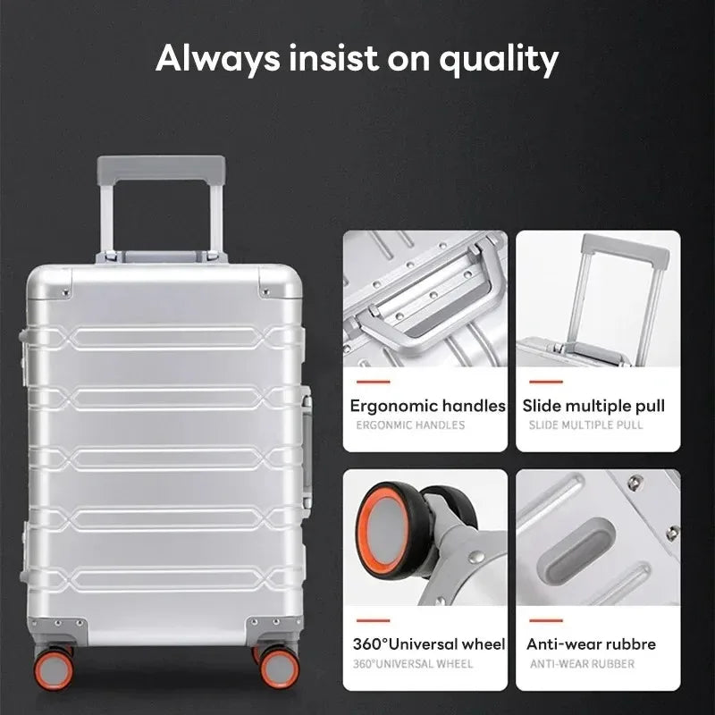 Valigia 10kg 15kg 20kg in alluminio con ruote 360° e lucchetto TSA – Trolley rigido leggero da cabina e stiva