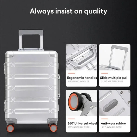 Valigia 10kg 15kg 20kg in alluminio con ruote 360° e lucchetto TSA – Trolley rigido leggero da cabina e stiva