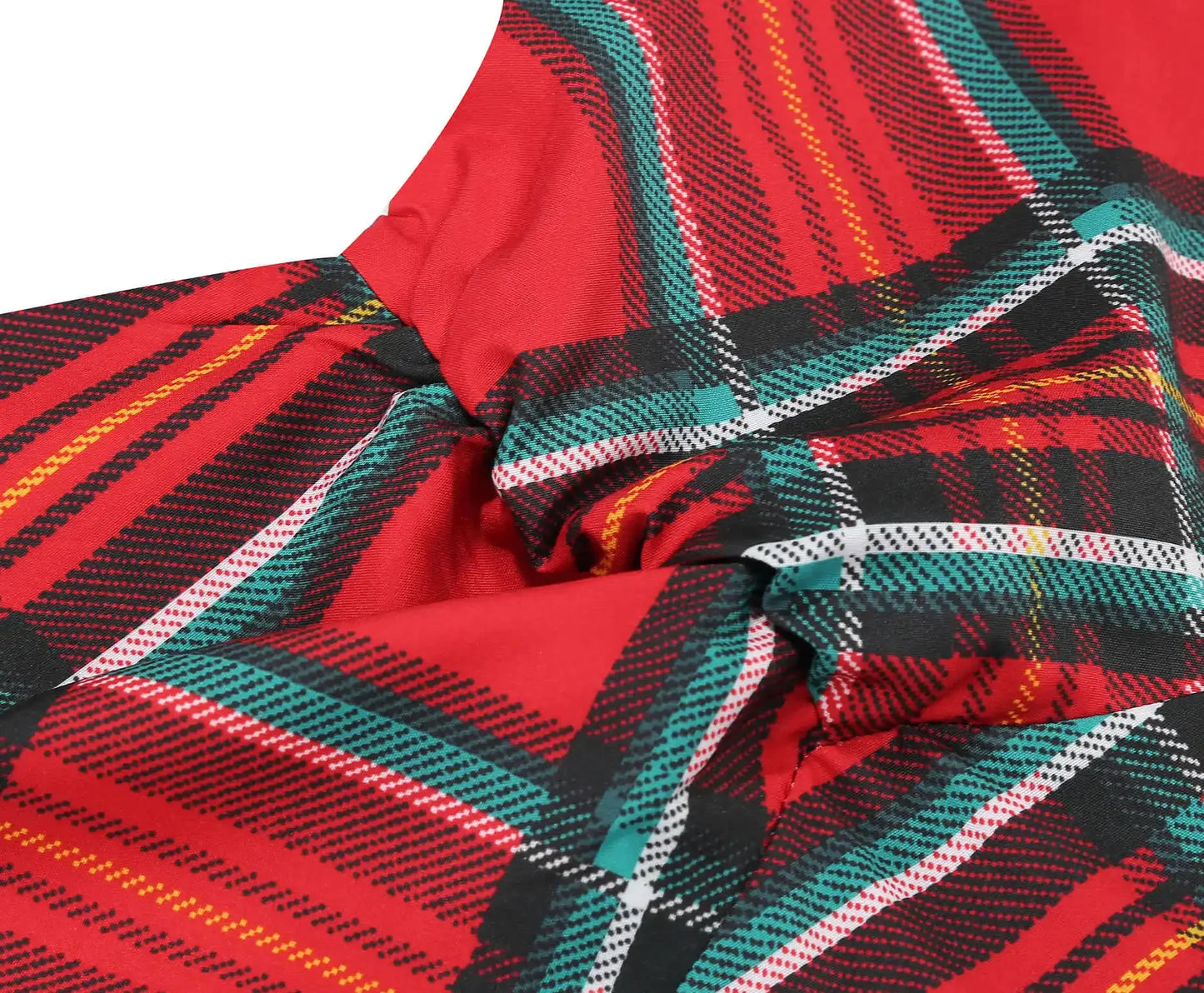 Abito donna autunno-inverno con motivo scozzese natalizio – manica lunga, vita regolare, stile elegante plaid rossa e verde