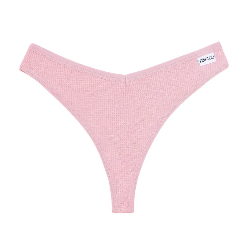 Set 3 pezzi perizomi donna G-string in cotone waffle a vita bassa – underwear sexy comfort quotidiano