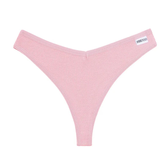 Set 3 pezzi perizomi donna G-string in cotone waffle a vita bassa – underwear sexy comfort quotidiano